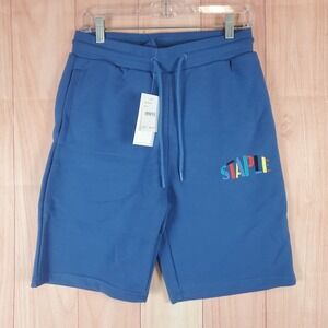 Staple‎ Pigeon Hillcrest Logo Sweat Shorts Mens Small Blue Embroidered Cotton